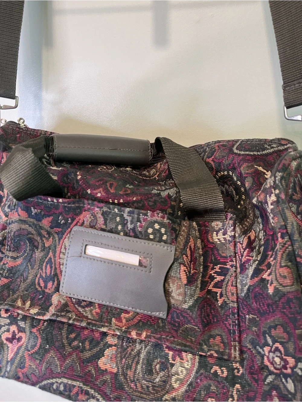 Vtg 90s Pierre Cardin Floral Tapestry Travel Carry On Shoulder Bag